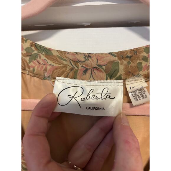 [Vintage] Roberta of California Beige Pink Floral Maxi Prairie Dress - Size S - Picture 2 of 6